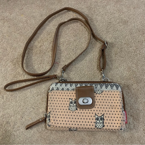 Unionbay Womens Owl Print Beige Crossbody Wallet Bag - Picture 9 of 9